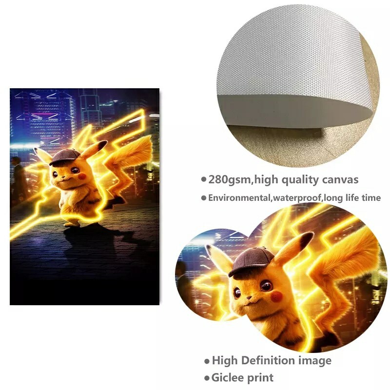 Poster Fabric Pokemon Without Framework Detective Pikatchu Dash 50×29 1/2in