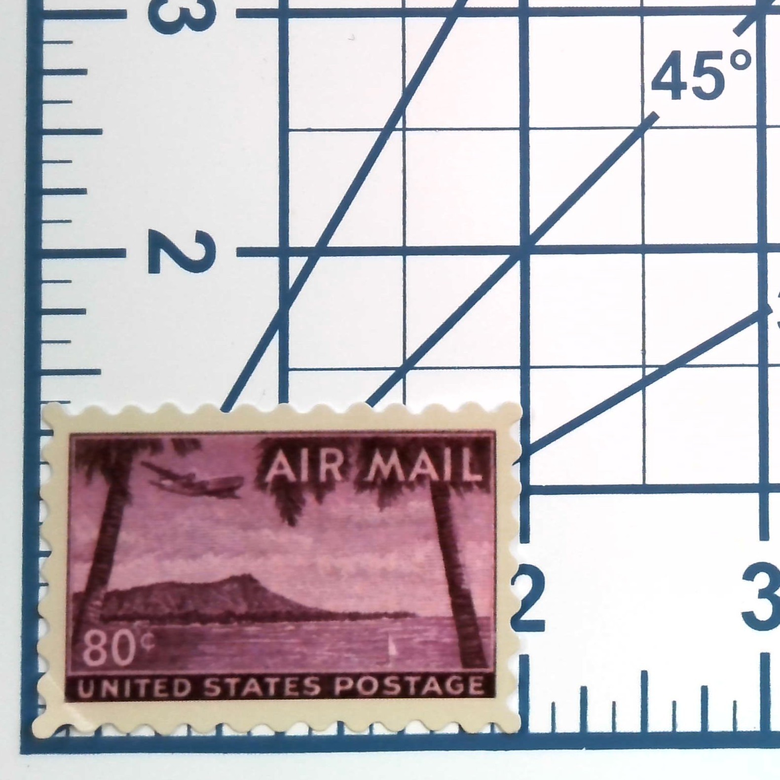 US Air Mail Hawaii Postage Stamp Sticker Retro Diamond Head Travel Laptop Decal