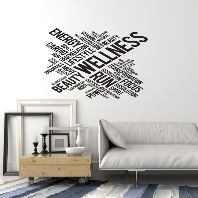 Vinyl Wall Decal Wellness Beauty Salon Spa Words Interior Stickers (ig5752)