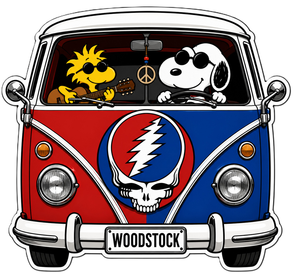 GRATEFUL DEAD – GFD – SNOOPY – PEANUTS – WOODSTOCK – GARCIA – STICKER / DECAL