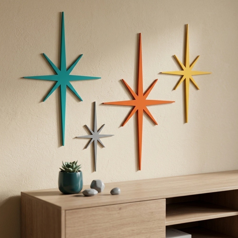 4-Pack Metal Star Silhouette Wall Decor for Garden Patio and For Home Walls