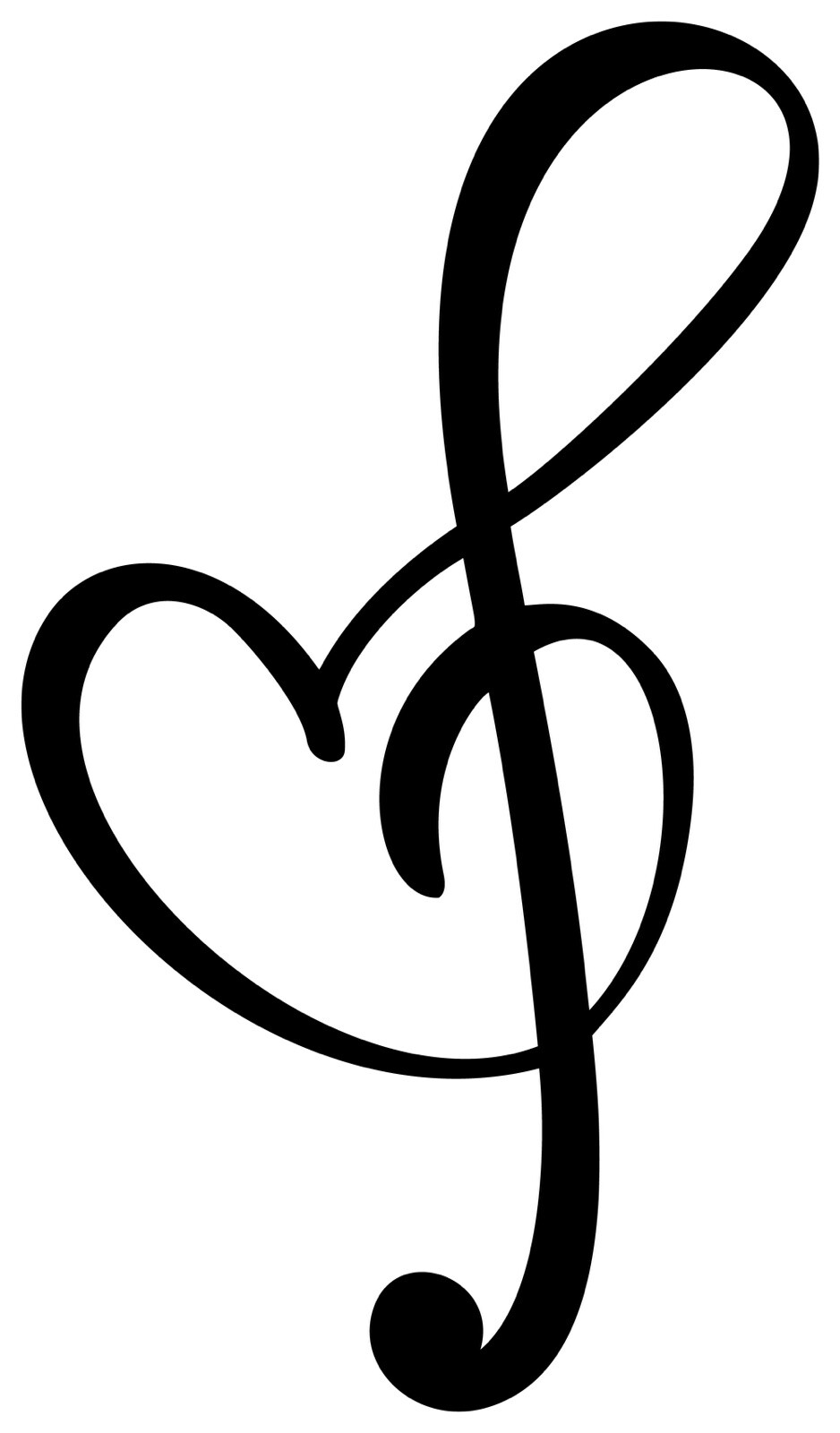 4” Music Sticker Treble Heart Calligraphy Pretty Swirl Change Abstract Love Song