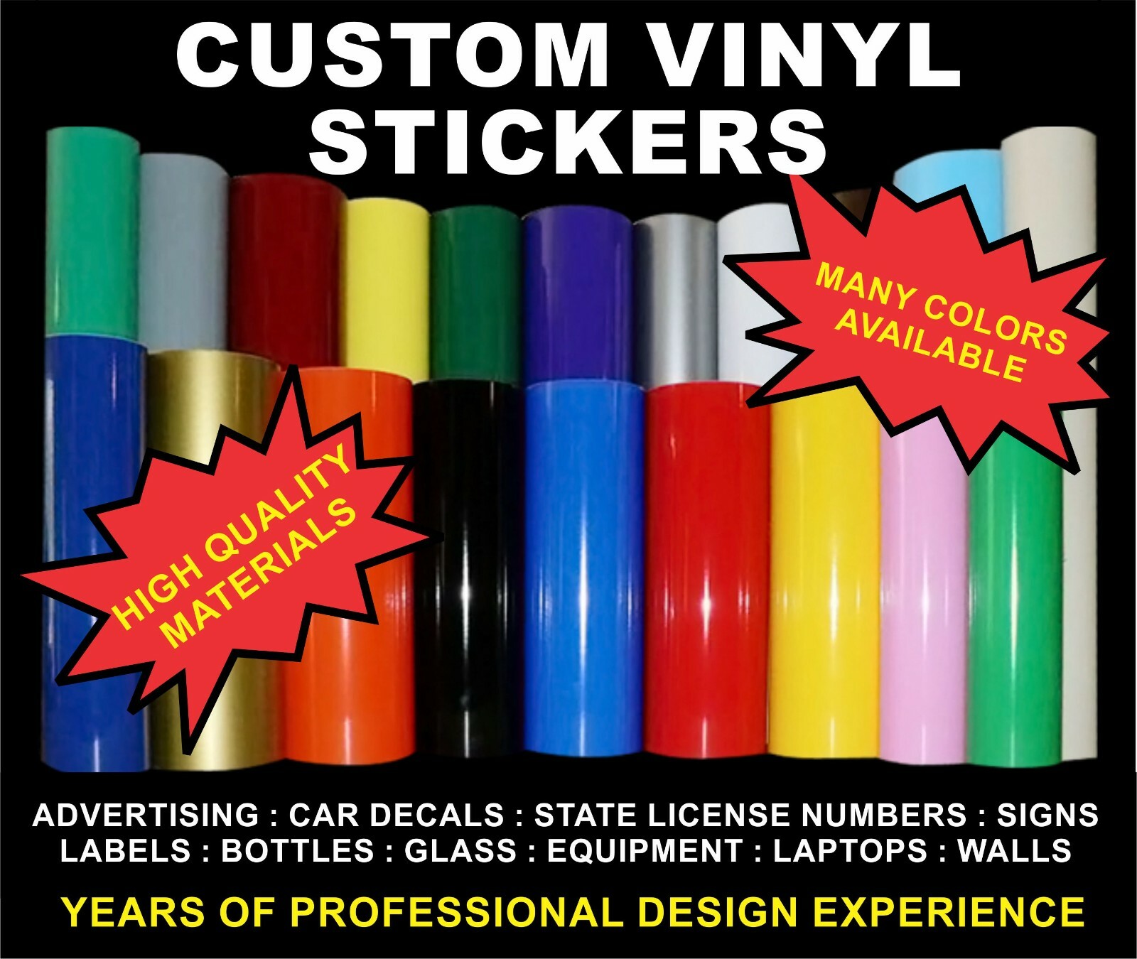 Custom Vinyl Sticker : Advertising : Parties : Personalized : Signs : Colors