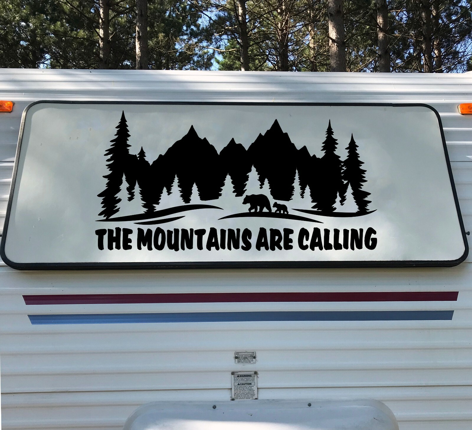 The Mountains Are Calling Vinyl Decal V3 – Bears RV Camper Graphics Scene