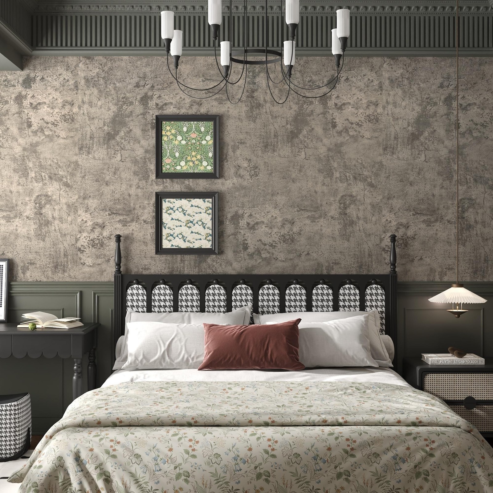 JSEVEM 48"×118" Extra Wide Thick Light Brown Grey Concrete Wallpaper Peel a