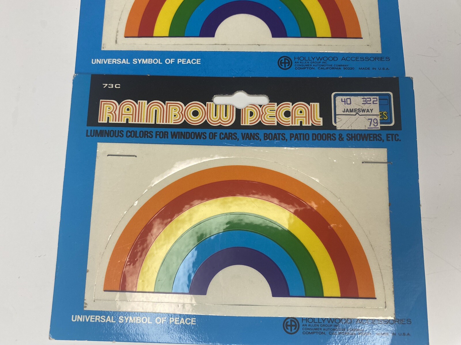 3Pc Vintage 80’s / 90’s Big Rainbow Window Mirror Decals Stickers Decoration Lot