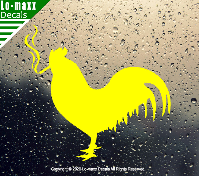 Smoking Chicken Rooster Country Farm Truck Car Funny Novelty Die Cut Vinyl Decal