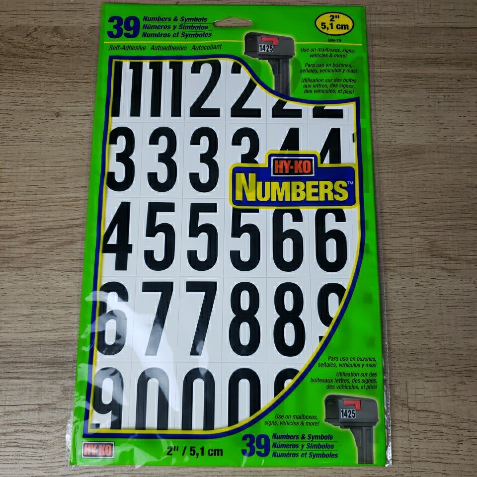 Hy-Ko Products MM-7N Self Adhesive Vinyl Numbers 2" High Black & White 39 Pieces