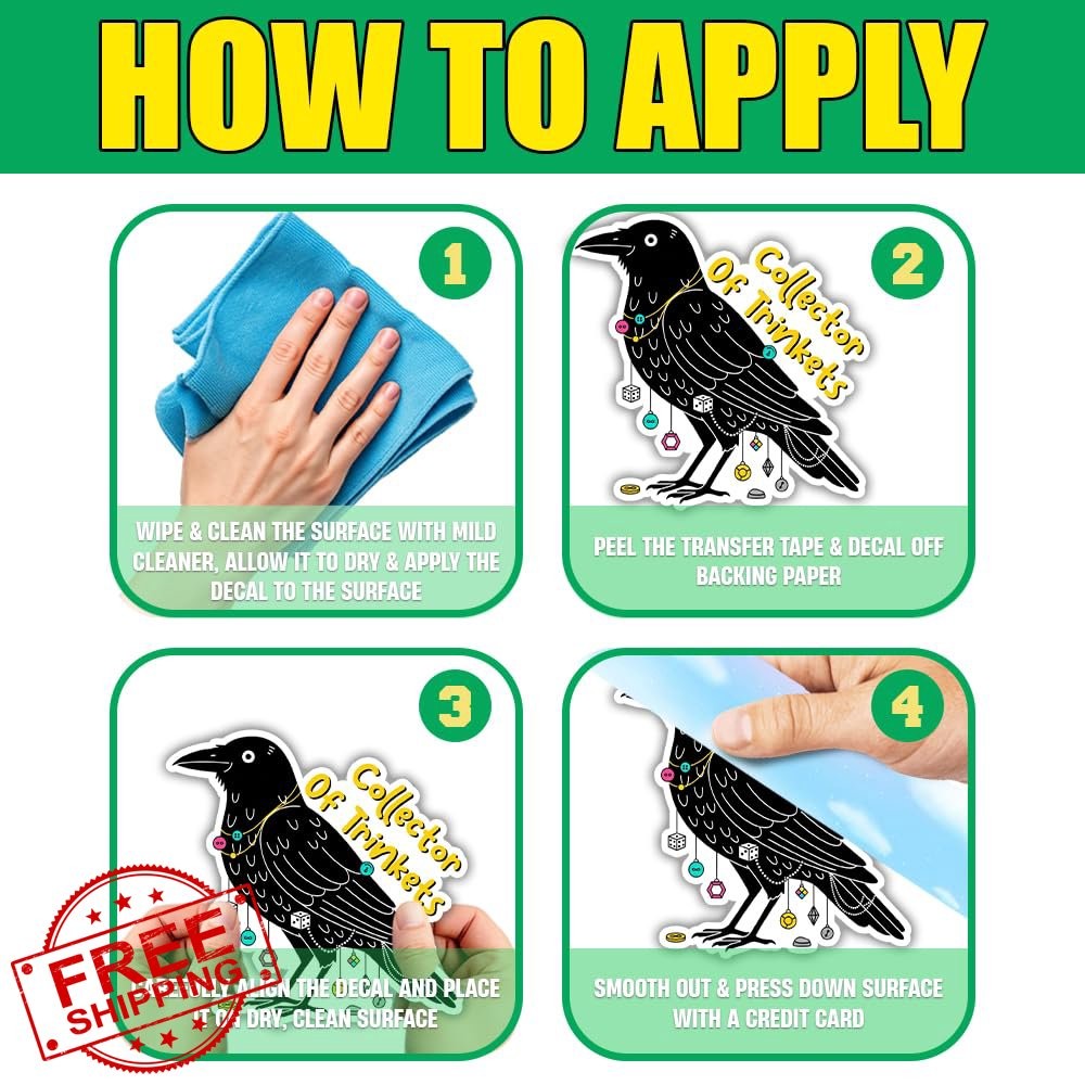 BAVAHA 10pcs 3in Raven Crow Stickers Pack