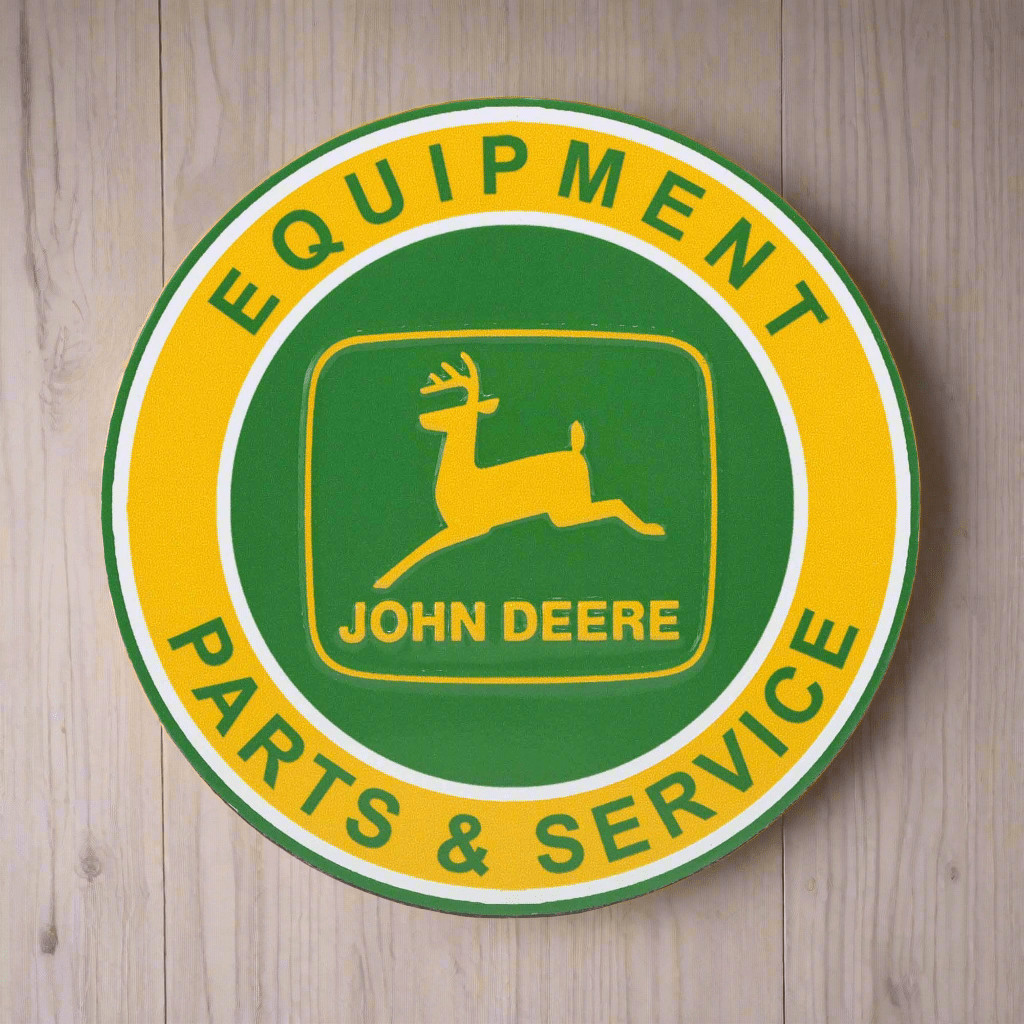 John Deere Equipment Parts & Service Round Metal Magnet (4.5" x 6")