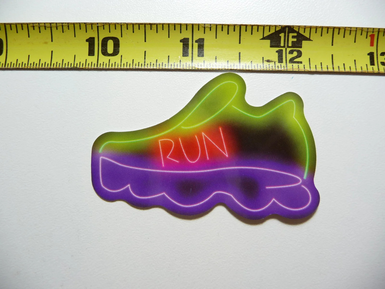 RUN RUNNING SHOE SMALL STICKER DECAL NEON STYLE FUN PLAYFUL COLORFUL