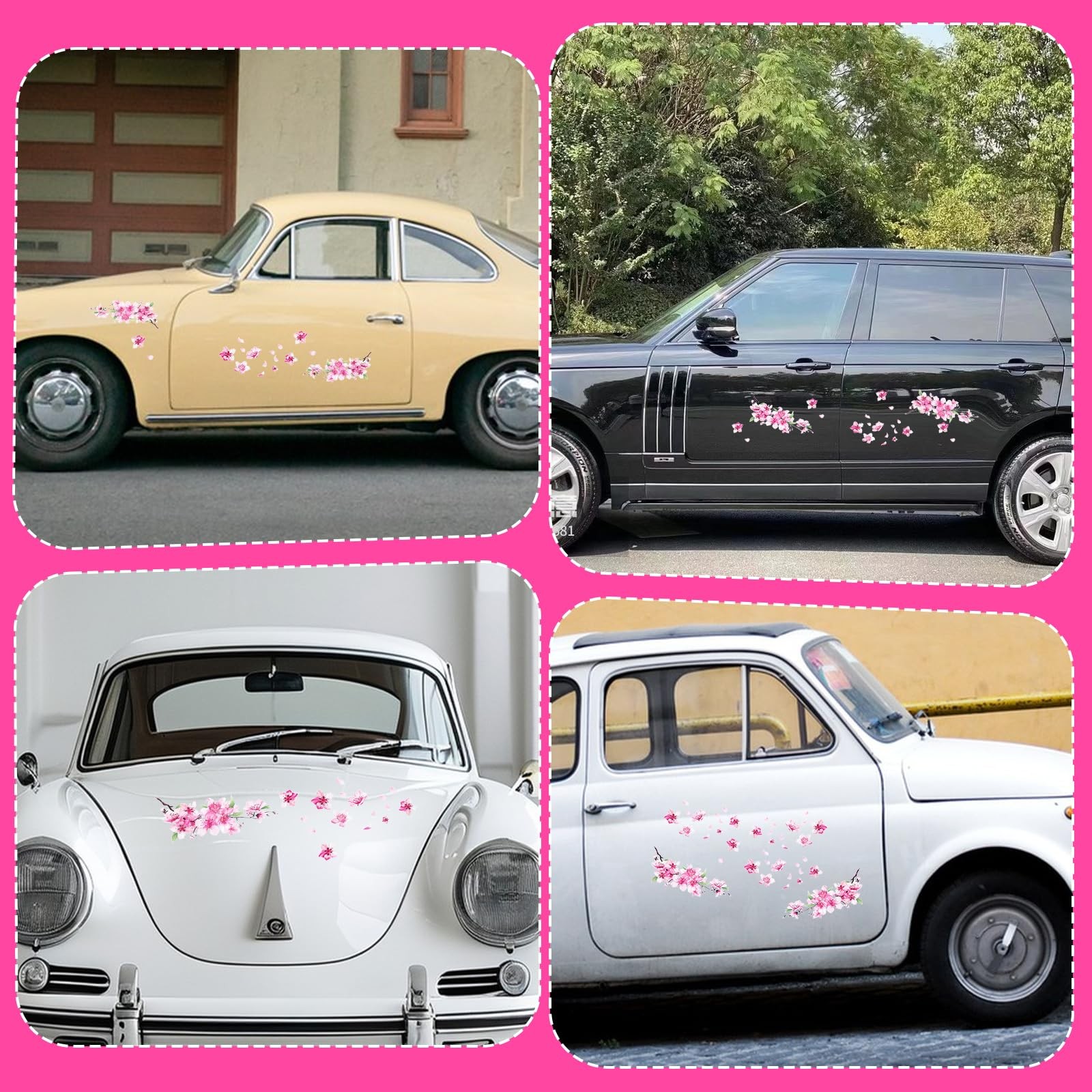 2 Sheets Cherry Blossom Car Decal, Cherry Blossom Vinyl Car Sticker Scratches