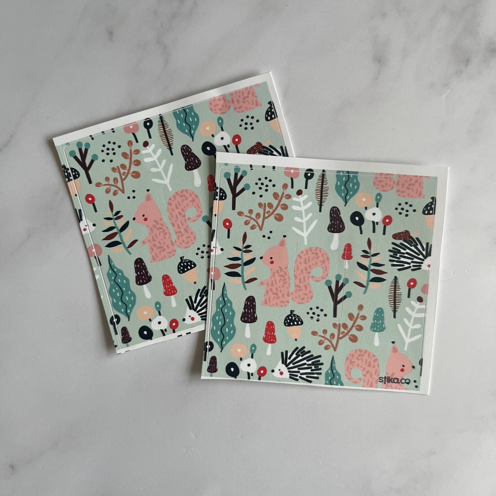 Pack of 2 Squirrel, Woodland Animal Print Light Switch Sticker Vinyl Cover Skin