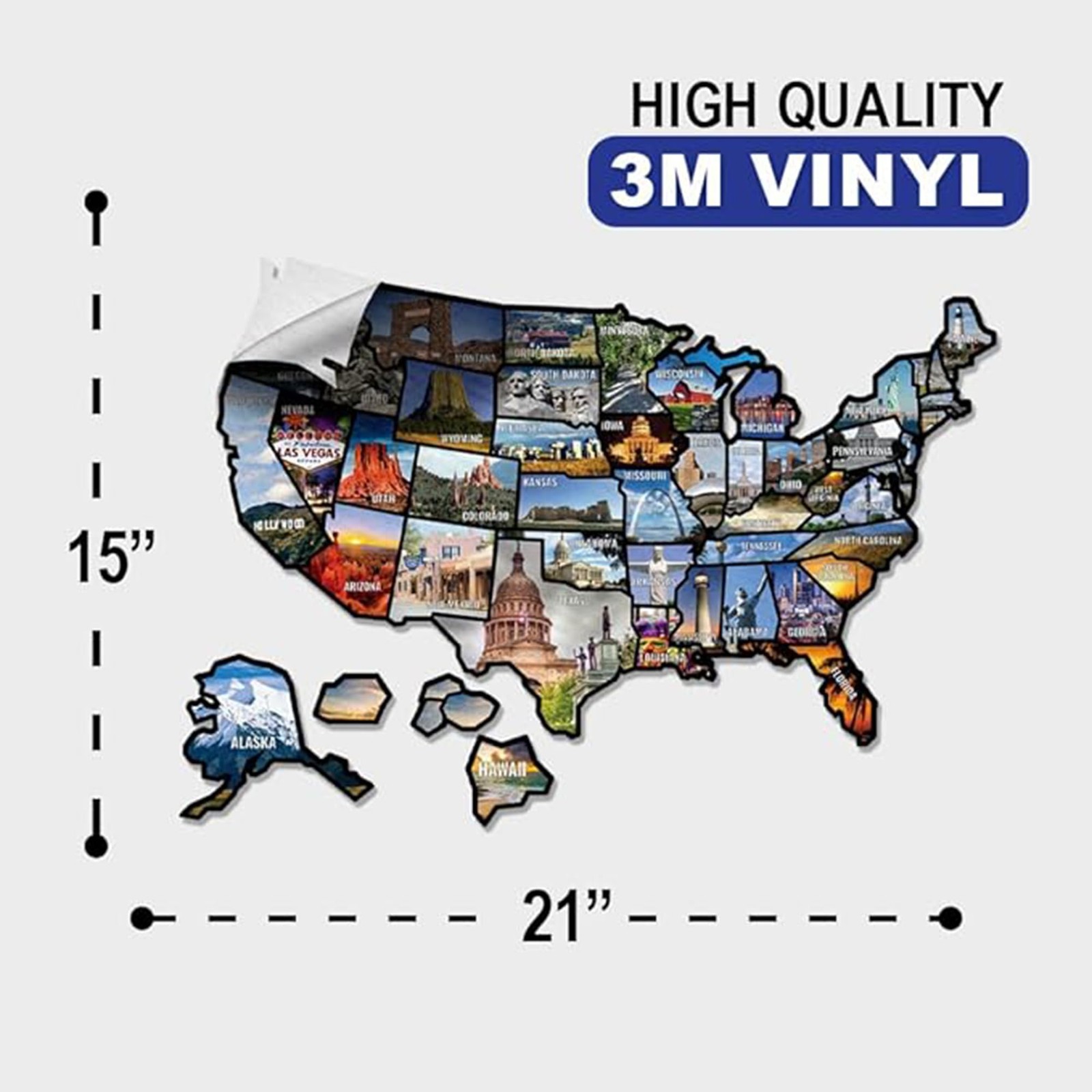 RV State Sticker Travel Map XL 21in x 15in 50 States Photo Map by Wander Camp