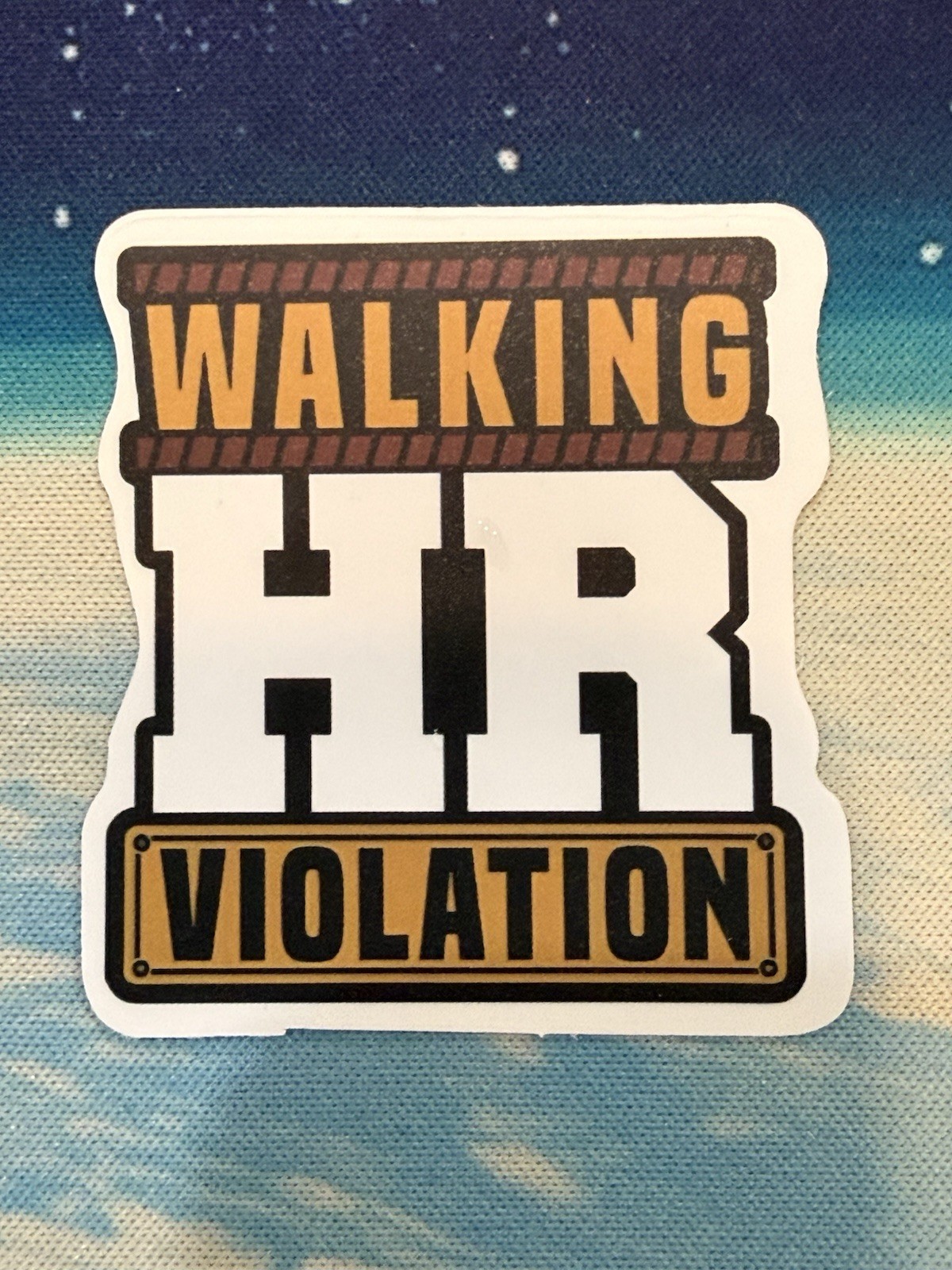 Walking HR Violation Funny Quote Lettering Vinyl Sticker Decal White Black
