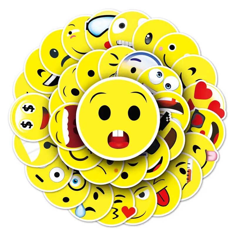 EMOJI Vinyl Stickers ~ HAPPY Sad CRYING Laughing MAD Faces ~ WATERPROOF Decals