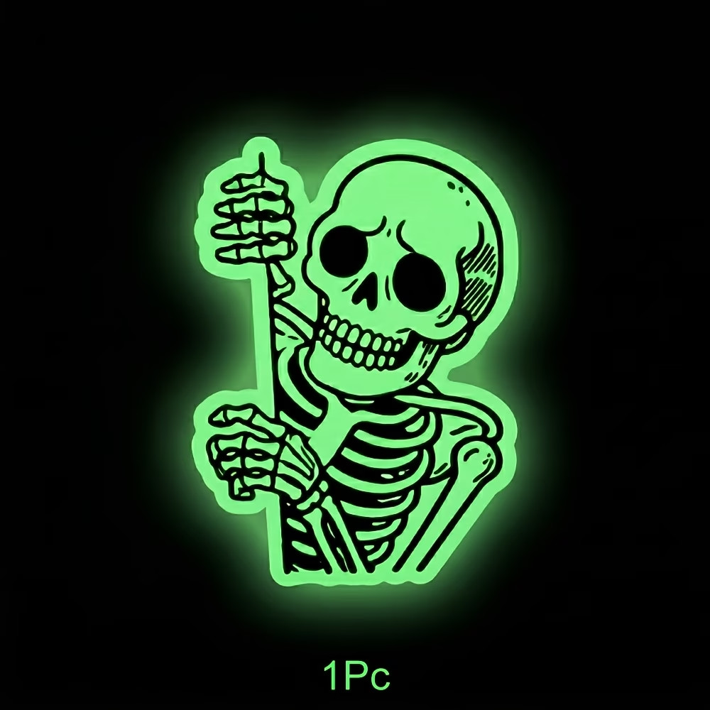 3" Funny Peeking Skull Glow in the Dark Sticker, Premium High Quality PVC Vinyl