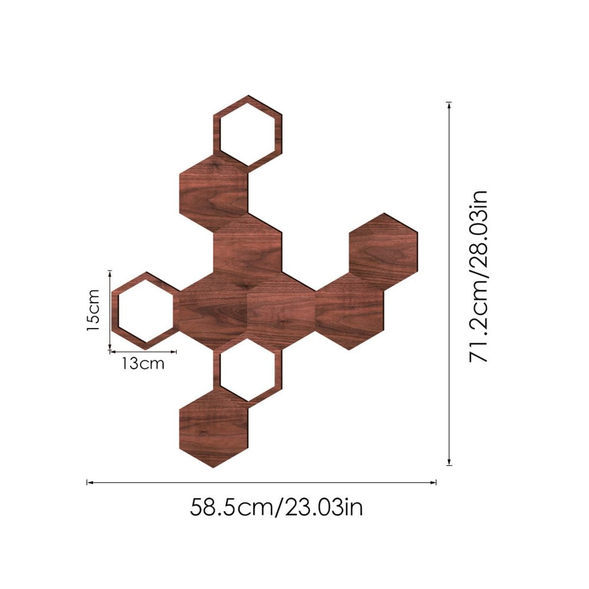 Wooden Hexagon Wall Stickers, 10 PCS Removable Hexagonal Wall Stickers, 3D He…