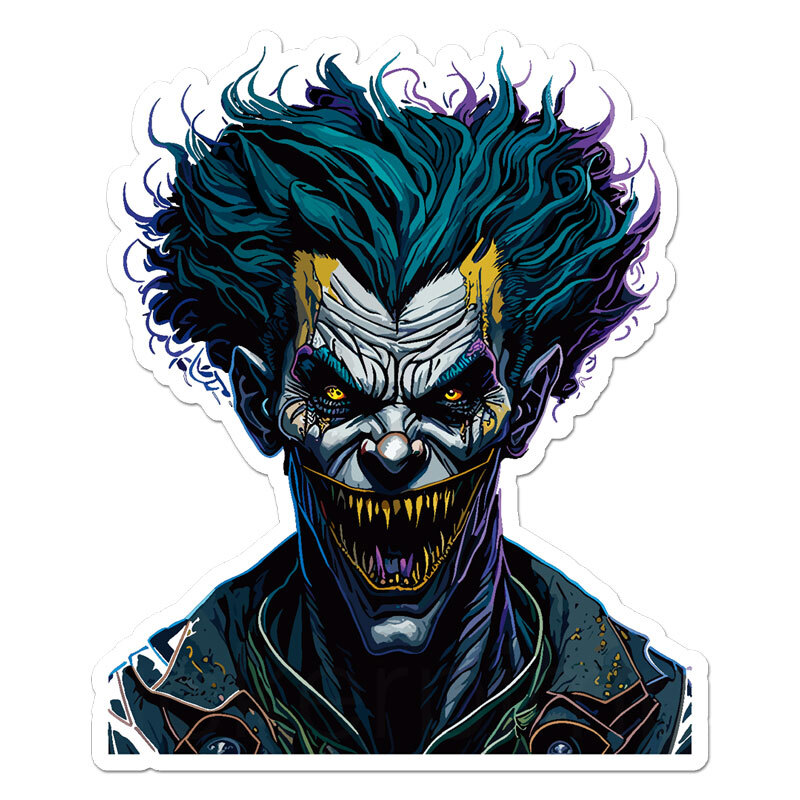 Scary Monster Clown, Vinyl Decal Sticker, Indoor Outdoor, 3 Sizes, #11612