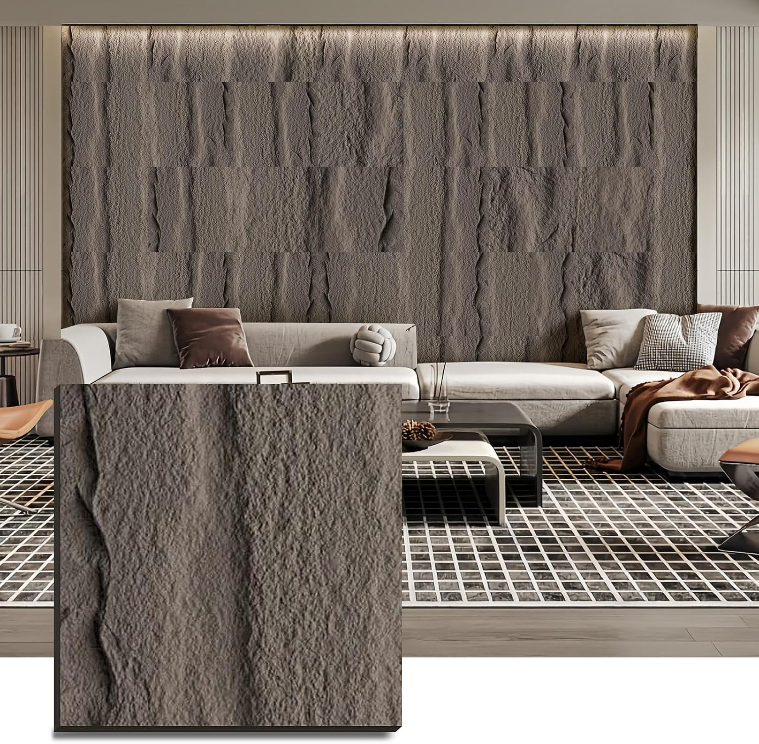 8 PCS 3D Faux Stone Wall Panels for Stunning DIY Home Decor