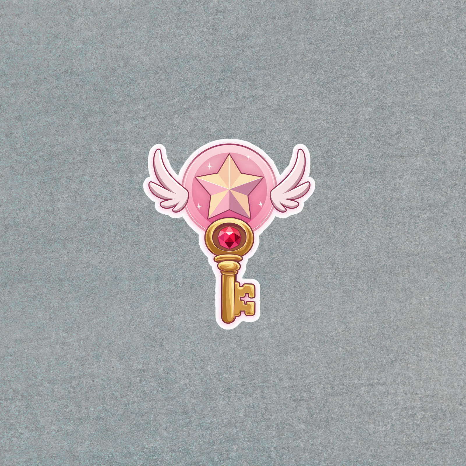 Magical Star Key Vinyl Sticker – Enchanted Celestial Decal for Devices #4753