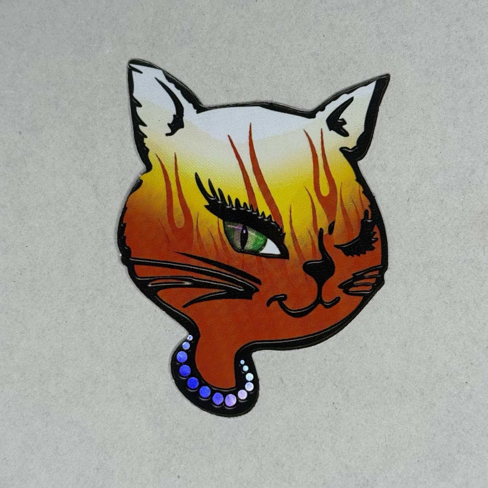 Vintage Winking Cat Vending Stickers 2001 Prism Foil Y2K