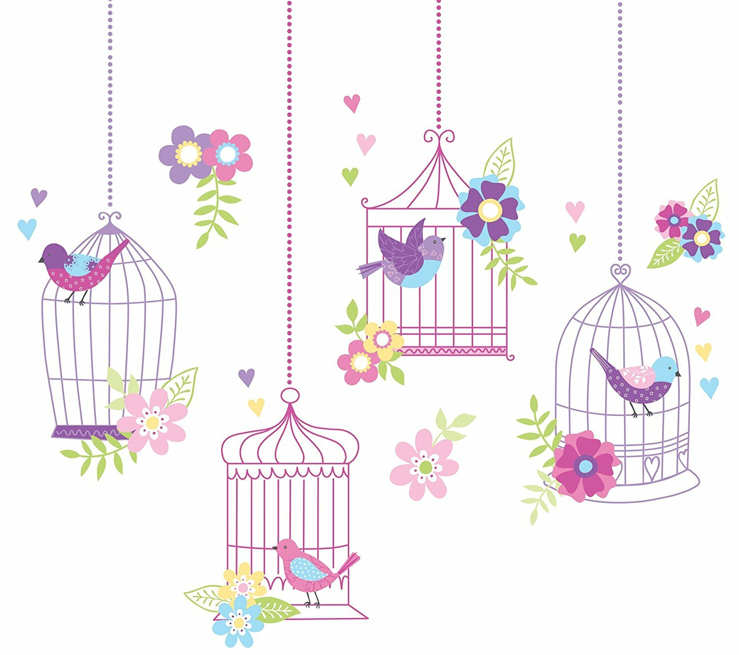 Chirping the Day Away Bird Cages Wall Pops Peel & Stick Appliques WPK0625