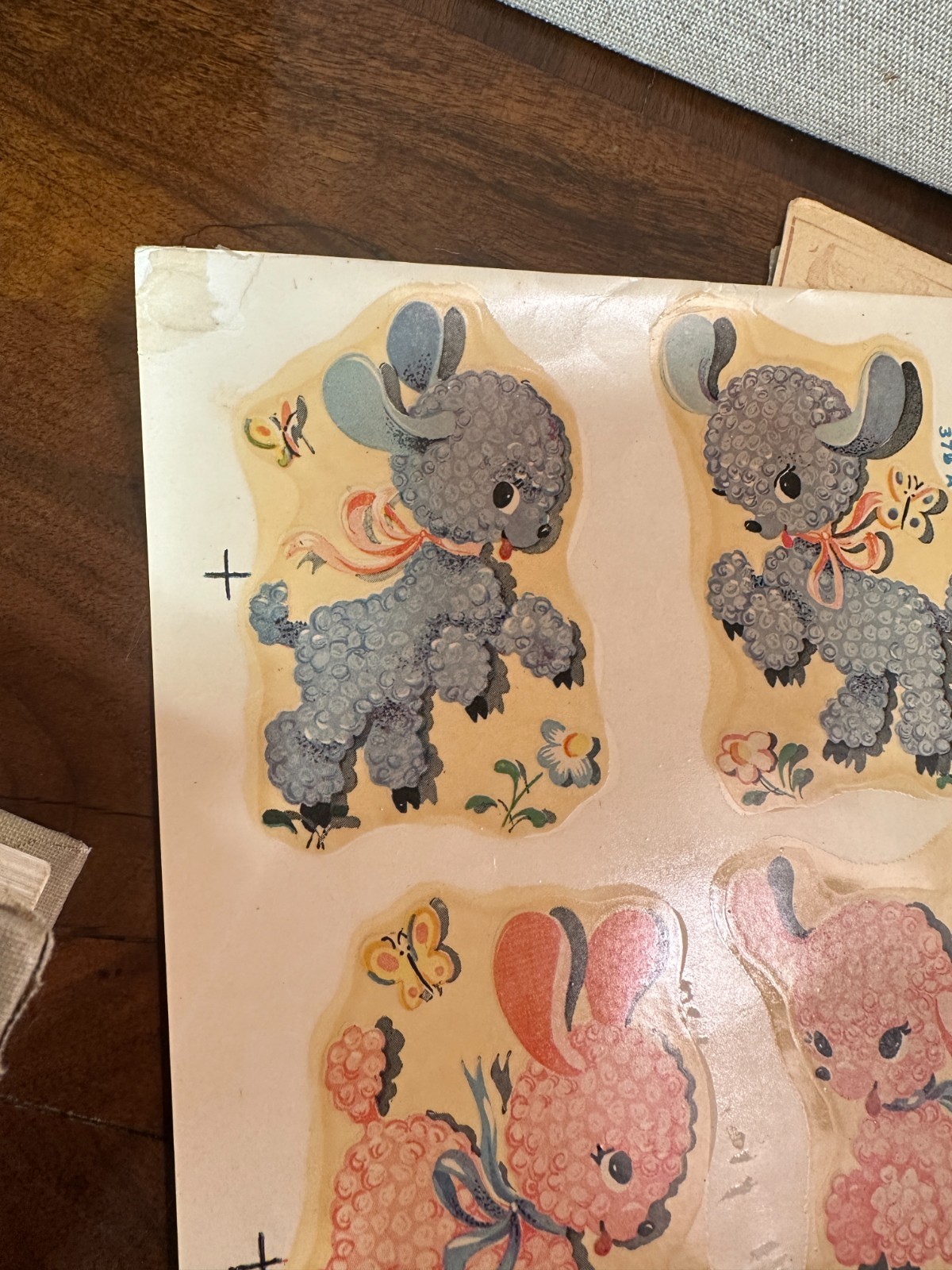 Vintage Lambs Sheep Duro Decals Transfers 1960s 1950s children pink blue kitchy