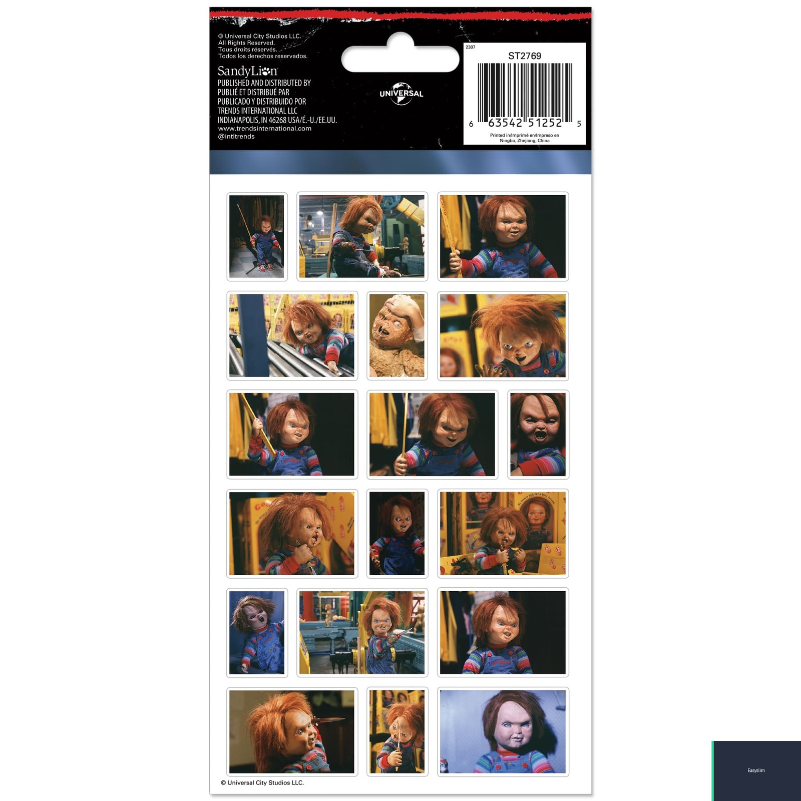 Chucky Standard Sticker Sheets, Officially Licensed, 50+ Stickers, 4 Pack