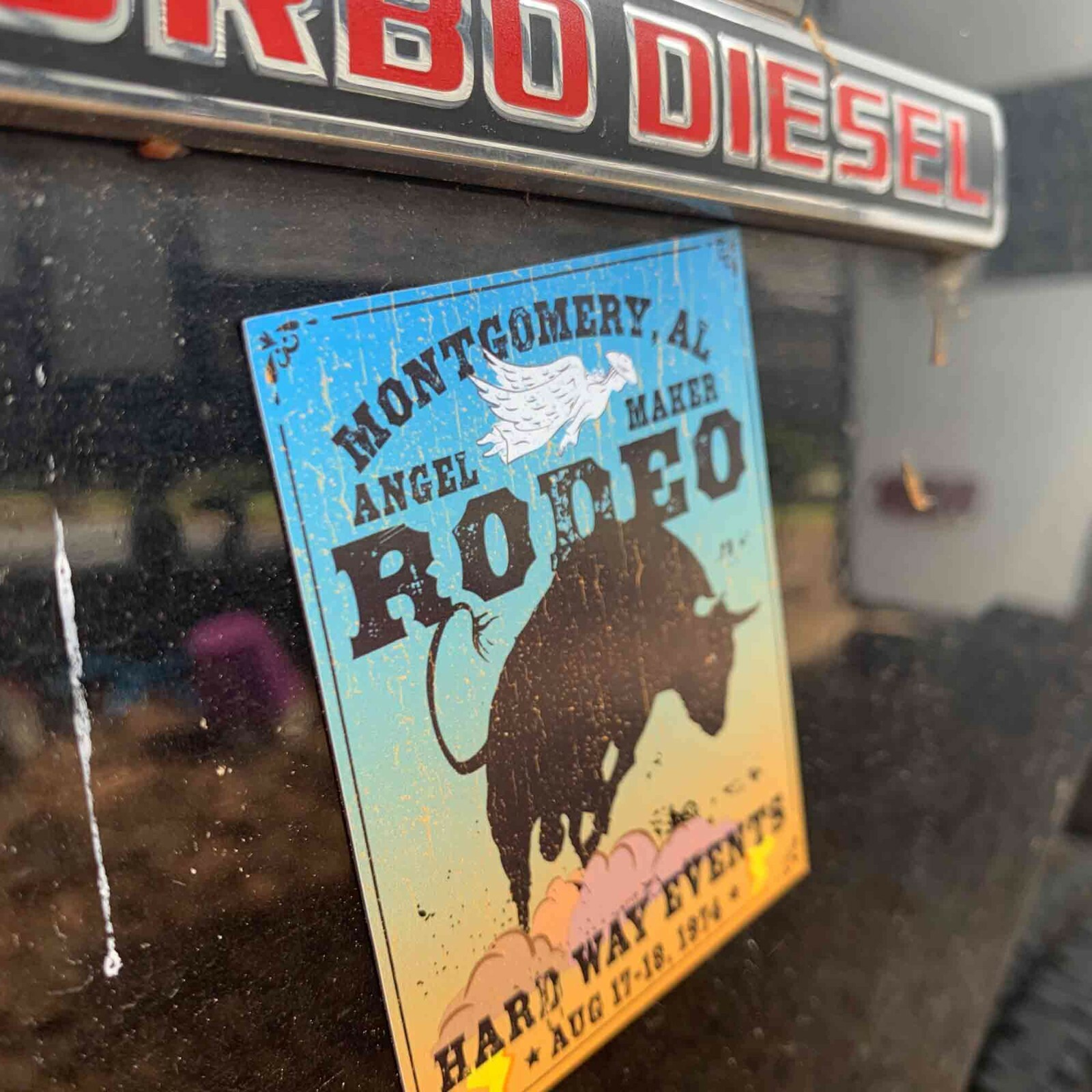 Montgomery Rodeo Premium Stickers & Magnets / Angel Maker Bull, Hard Way Events
