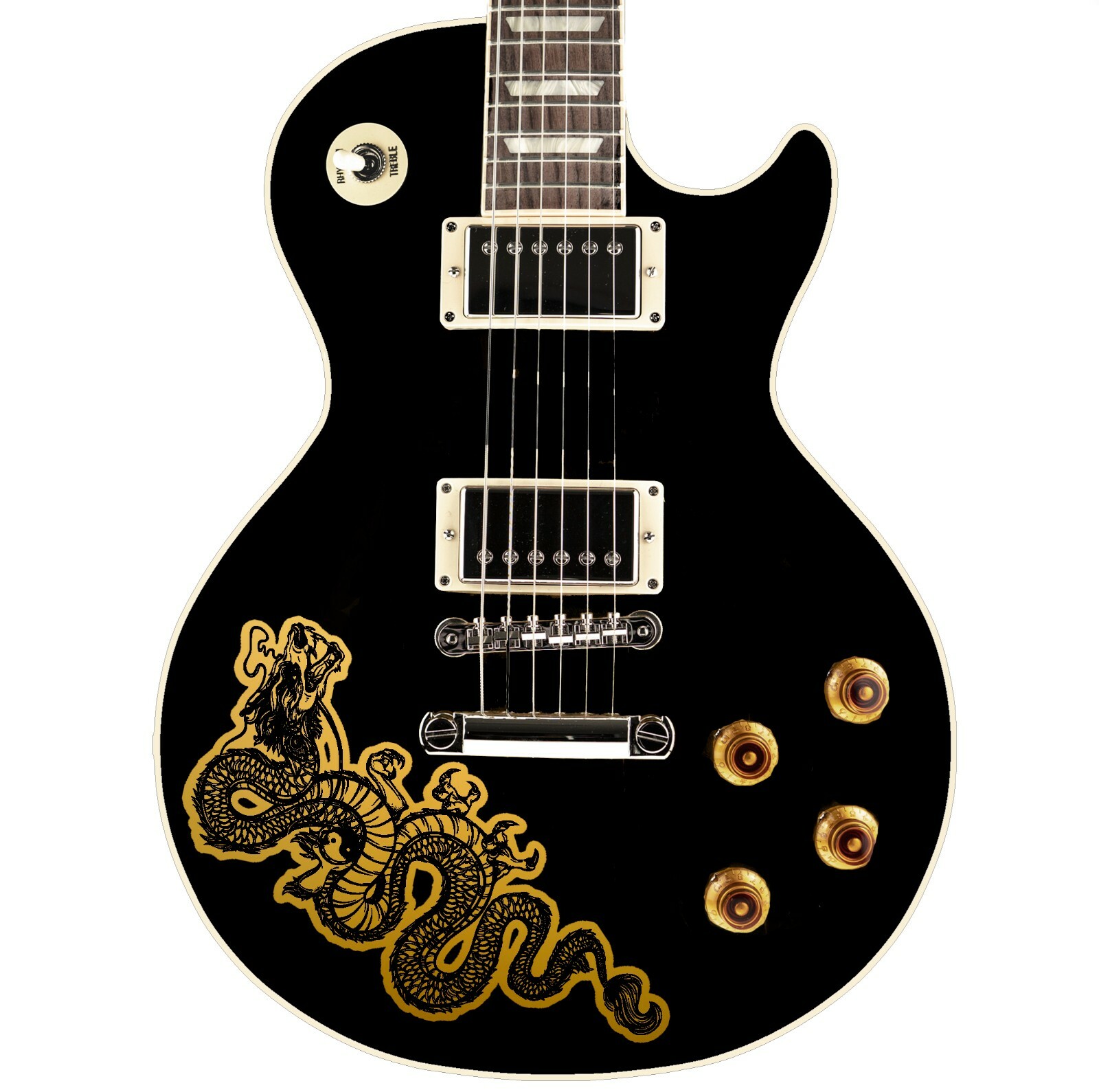 Pro Custom 'THE DRAGON' Guitar Decal Sticker Fits All Guitars 3 Colour Options