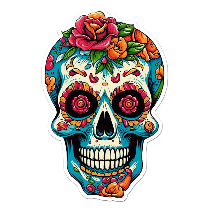 Sugar Skull Rose, Vinyl Decal Sticker, Indoor Outdoor, 3 Sizes, #11557