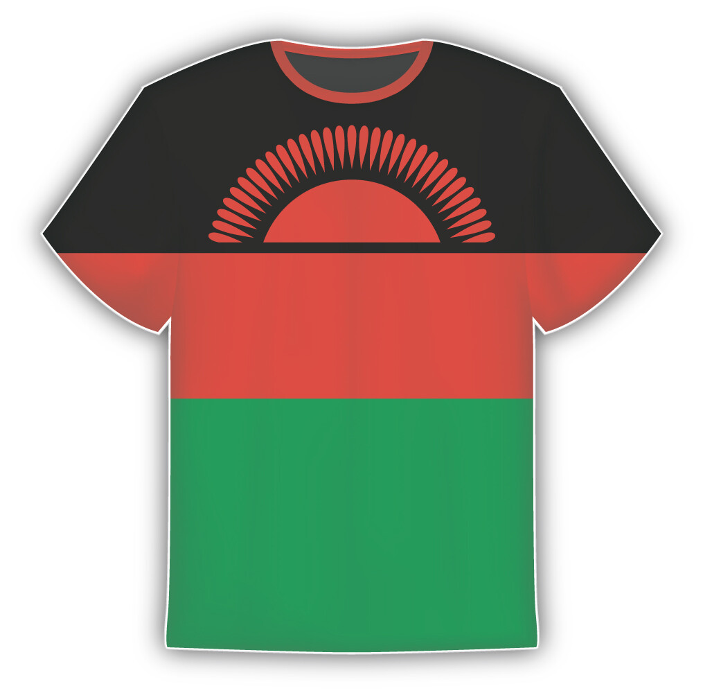 Malawi Flag Sticker In The Form Of T Shirt Vinyl Sticker Decal