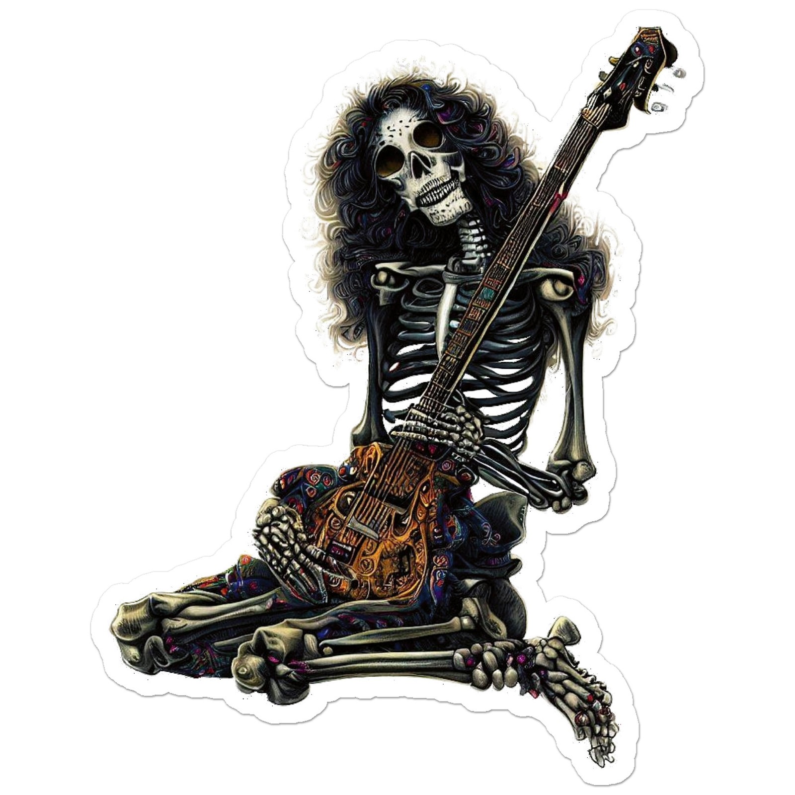 Skeleton Rock Band Guitar – Vinyl Decal Sticker – Car Window Laptop – ebn9122