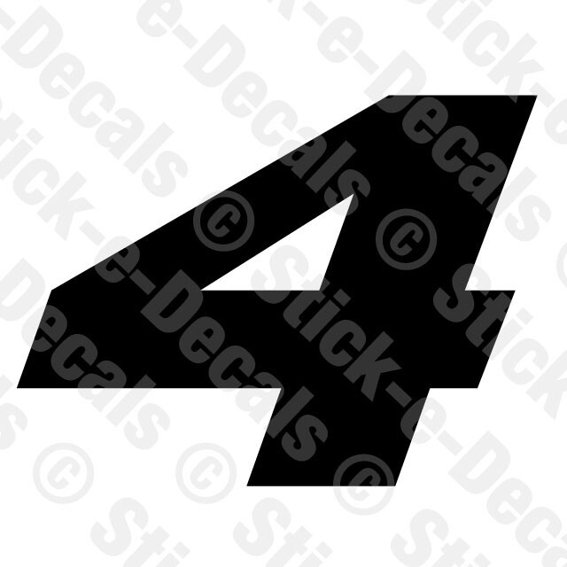 Number FOUR 4 Vinyl Die Cut Decal Sticker – RACING NUMBER Custom A4