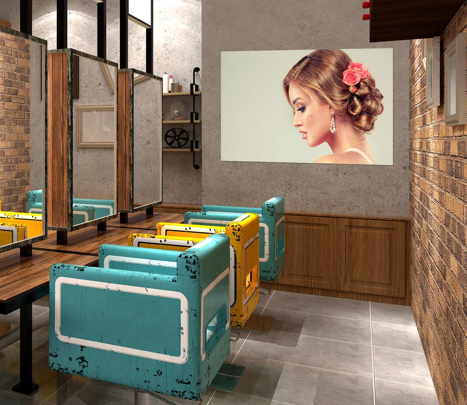 3D Braided Hair A63 Salon Barber Shop Wall Stickers Vinyl Wallpaper Murals Ann