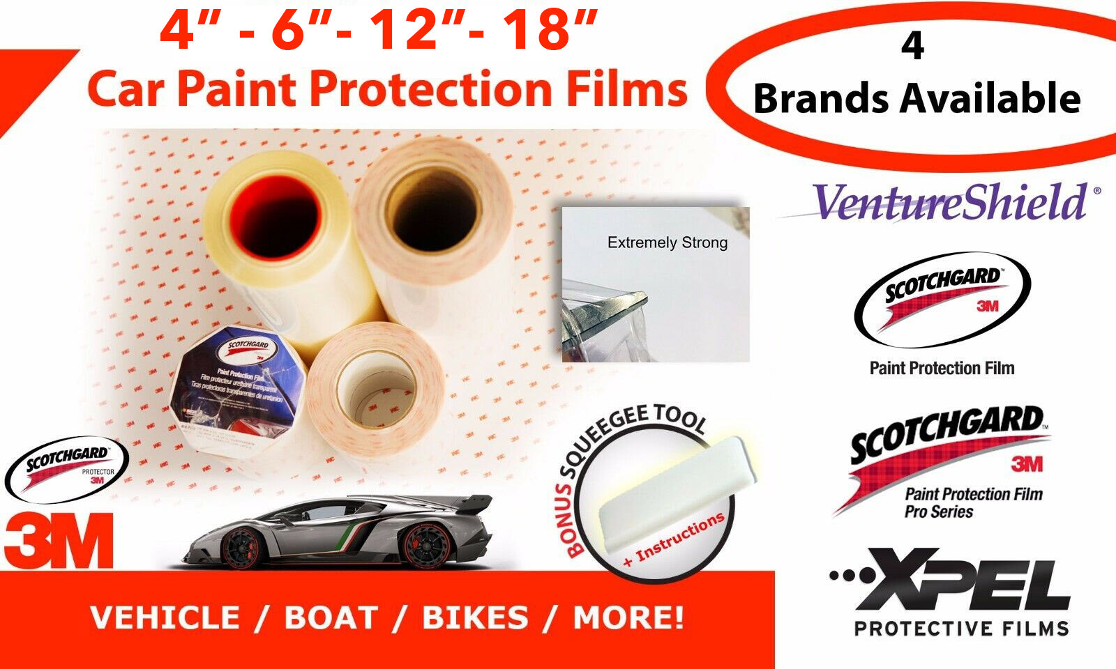 4" to 18" 3M Pro Series – Xpel Ultimate Plus – VentureShield Paint Protection