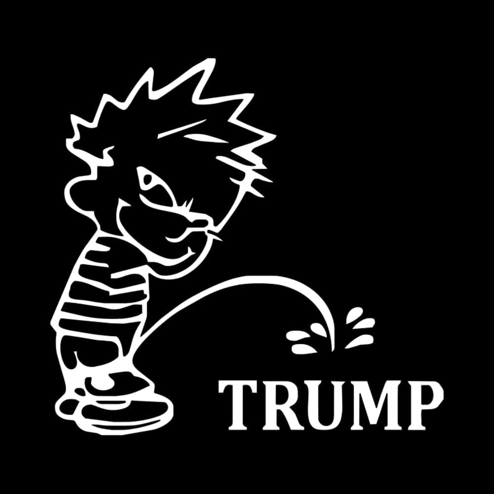 Funny Boy Peeing Political Humor Vinyl Car Decal Sticker 6" x 5.75" White