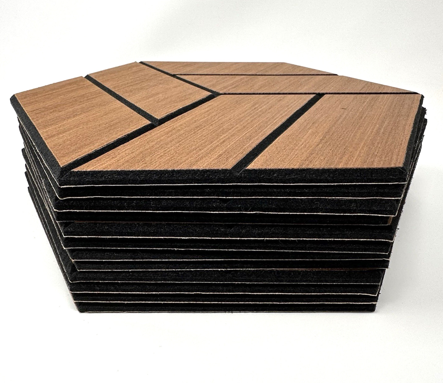 12 Hexagon Acoustic Veneer Wood Wall Panels in Oak Color Adhesive Back New NoBox