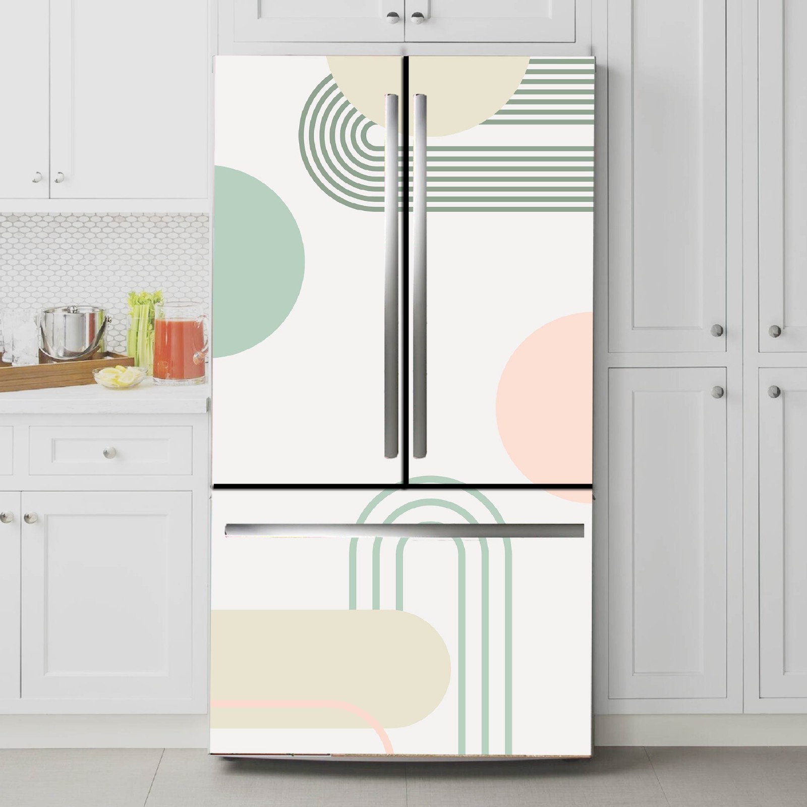 Geometric Design Fridge Wrap Refrigerator Decal