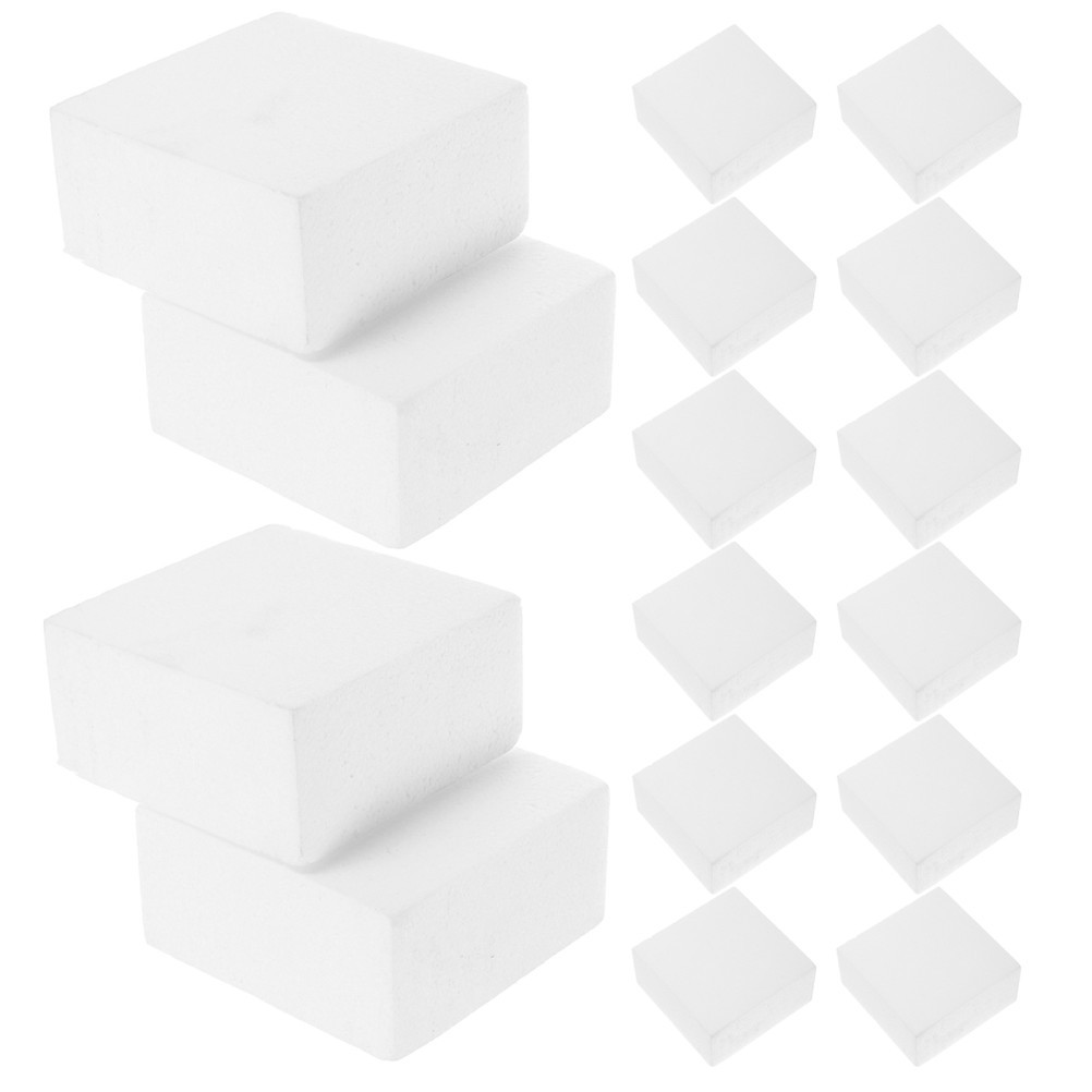 16 Pcs Foam Square Bricks Display Block Craft Blocks for Carving