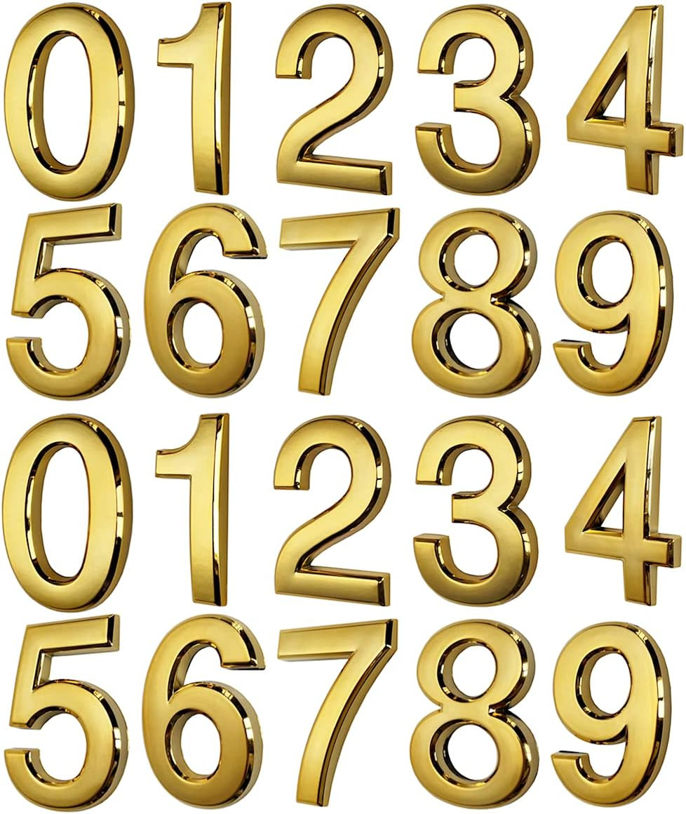 20 PCS Gold Mailbox Numbers Self Adhesive Door Number Stickers for Office Apartm