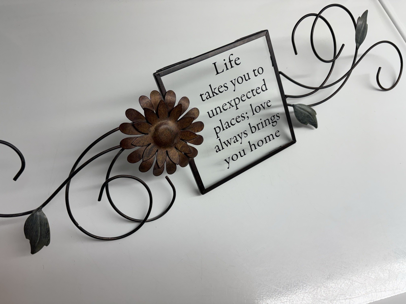 Metal Message Plaque, With Glass Inscription And Can Hang On Wall.