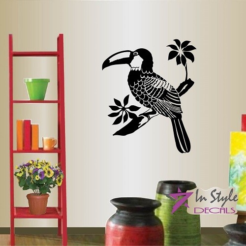 Vinyl Decal Toucan Bird on Branch Kids Bedroom Play Room Decor Wall Sticker 823