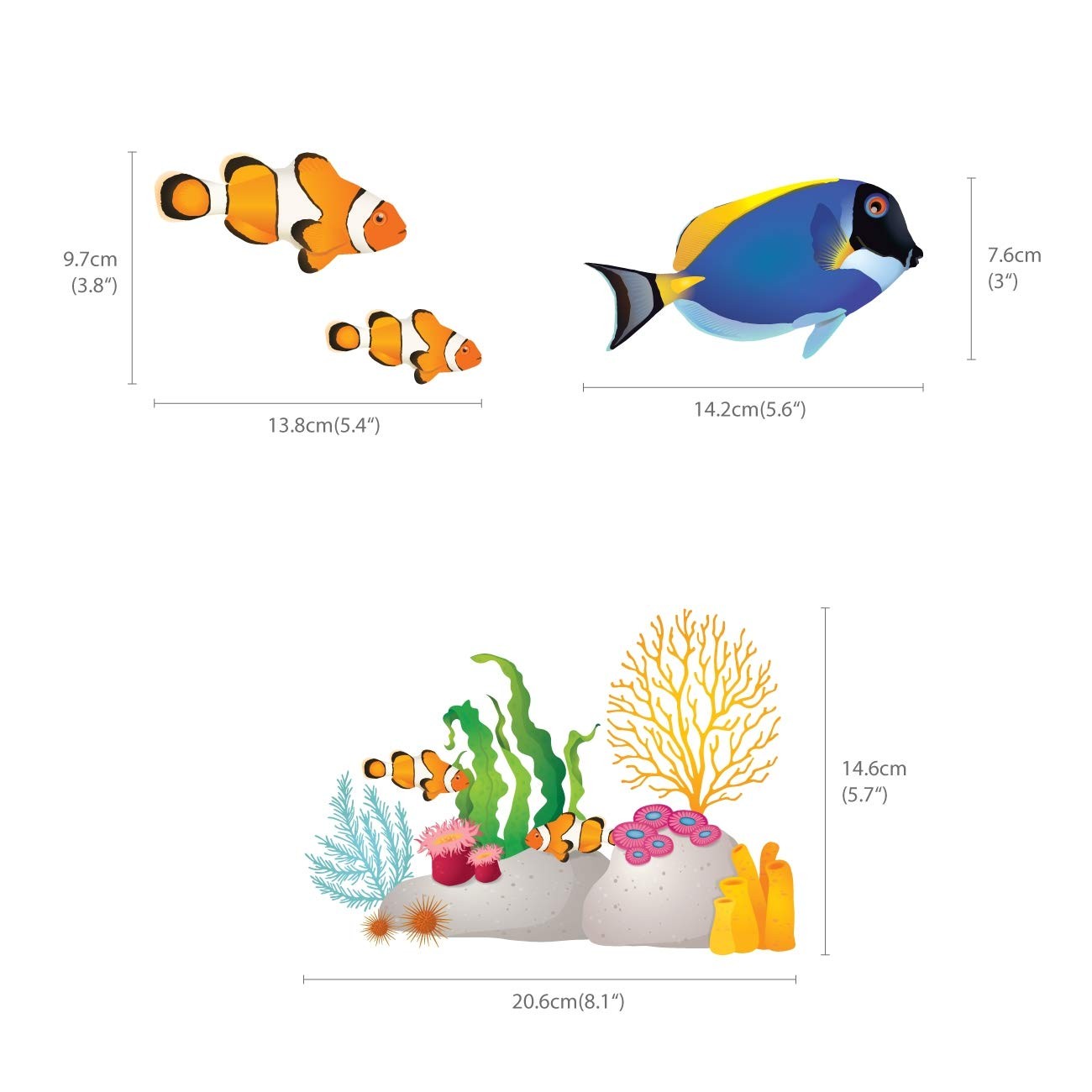 DS-8035 Coral Reef Fish Wall Stickers Wall Decals Peel and Stick Removable Wa…