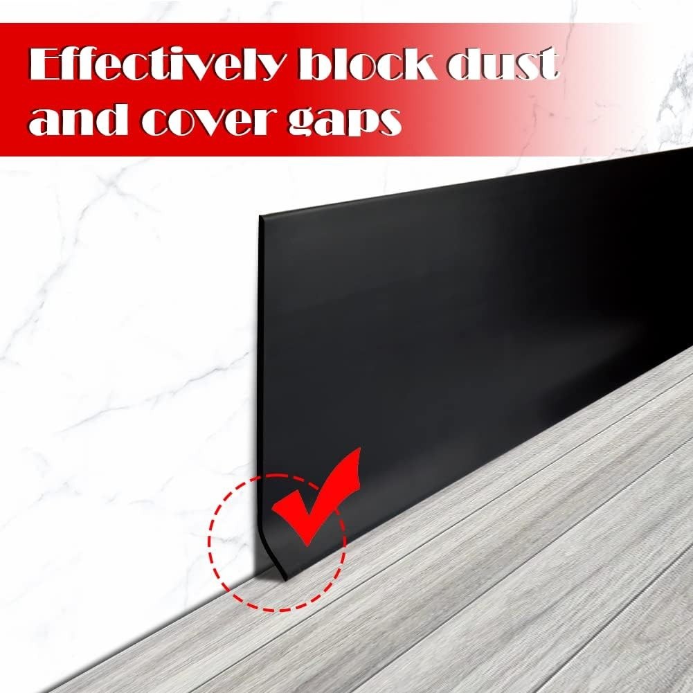 Decorative Vinyl Baseboard 4 Inch x 100 Feet Black Self Adhesive Flexibility