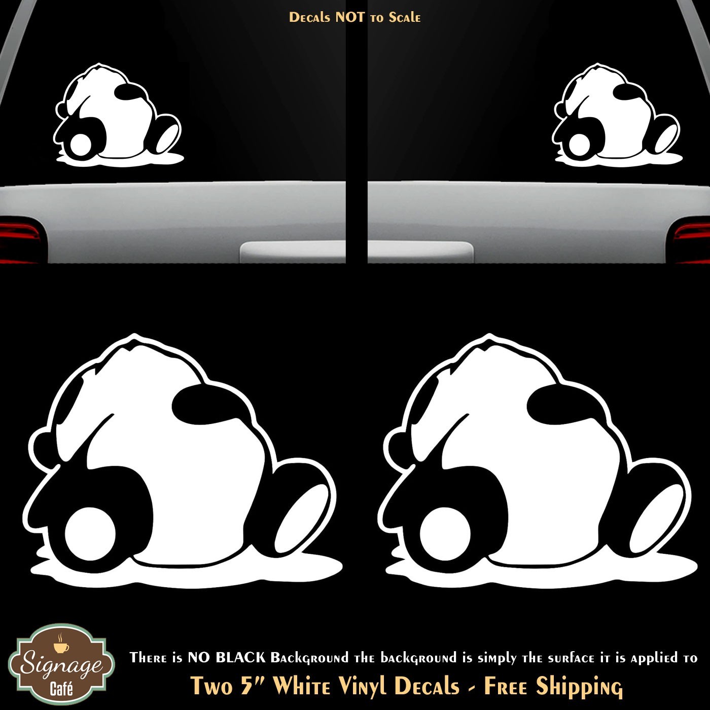 Lazy Panda Two 5" White Vinyl Decals Car Window Laptop Any Flat Surface