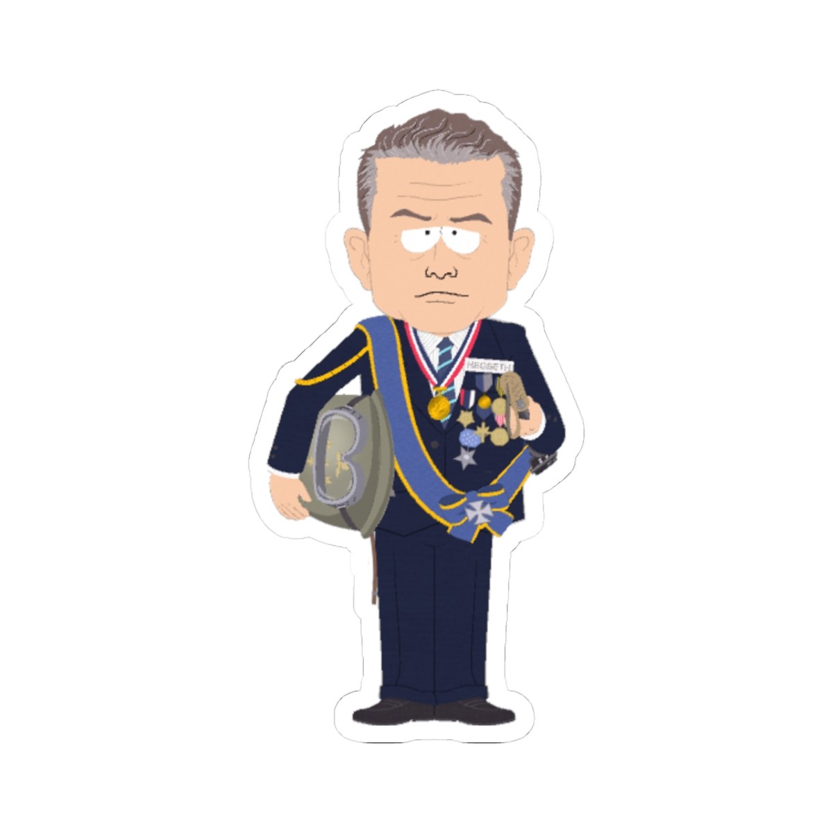 Pete Hegseth SouthPark Meme Sticker | Political Cartoon Character Decal