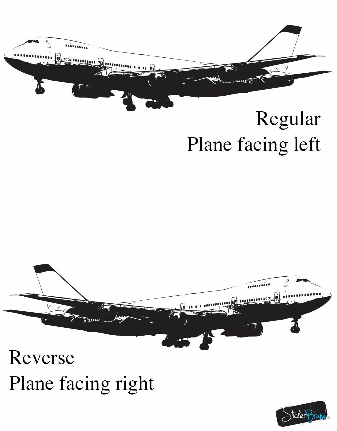 Large 747 Airplane Wall Decal Sticker by Stickerbrand. Flying Plane #6031