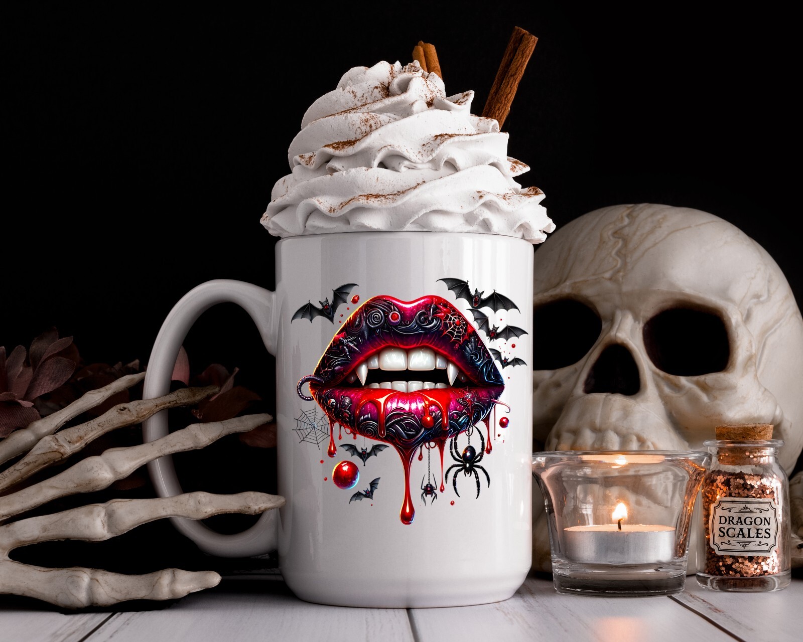 Halloween Spider Web Vampire Lips UV DTF Transparent Sticker / Decal